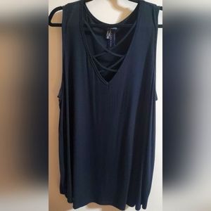 3 for $25 promo [3X] Love & Legend - Black Criss-Cross V-neck Sleeveless Top